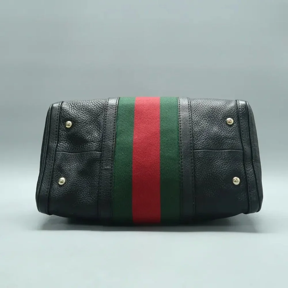 GUCCI Boston Black Leather Satchel 697-021225 - Picture 5 of 12
